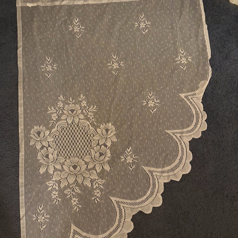 White Lace Floral Curtain 2 pieces